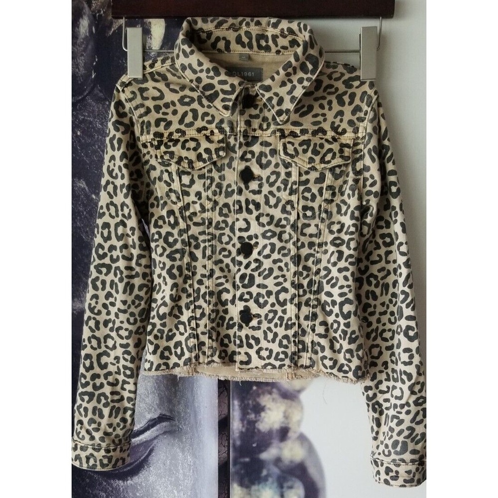 DL1961 Manning Girls Size‎ M Trucker Denim Jean Jacket Animal Print
